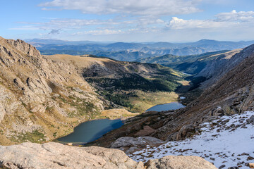 Chicago Lakes overlook in the Mount Evans/Mount Blue Sky Wilderness in Colorado on a sunny fall/winter day