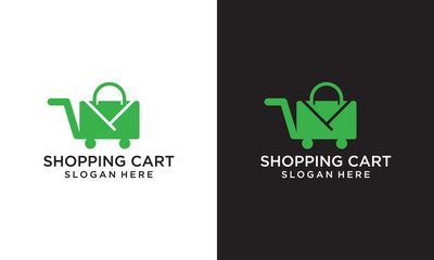 shopping bag logo design with shipping envelope logo