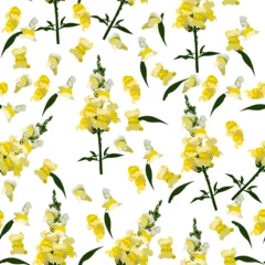 Keuken spatwand met foto A seamless pattern of Snapdragon flower (Antirrhinum). vector illustration. © Aphichart