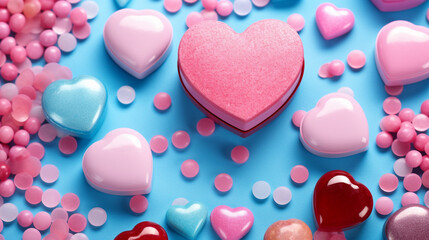Obraz premium heart shaped candies HD 8K wallpaper Stock Photographic Image 