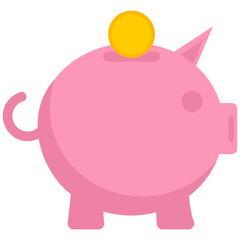 Piggy Bank Icon Flat Design Style