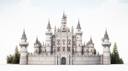 A castle isolated on a white background - obrazy, fototapety, plakaty