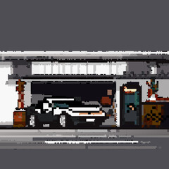 garage, pixel art, rpg maker