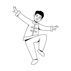 Vector Chinese New Year Boy Dance Illustration Isolated