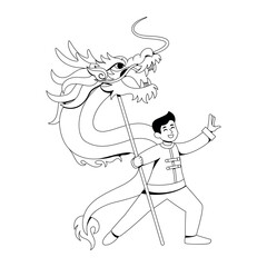 Vector Chinese New Year Dragon Dance Illustration Isolated