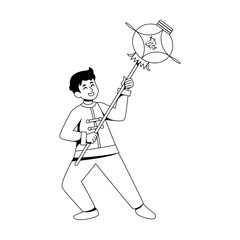 Vector Chinese New Year Boy Lantern Illustration Isolated
