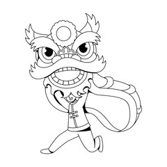 Vector Chinese New Year Lion Dance Illustration Isolated