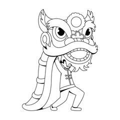 Vector Chinese New Year Lion Dance Illustration Isolated