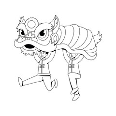 Vector Chinese New Year Lion Dance Illustration Isolated
