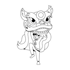Vector Chinese New Year Lion Dance Illustration Isolated