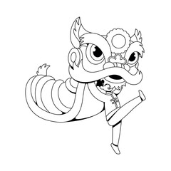 Vector Chinese New Year Lion Dance Illustration Isolated