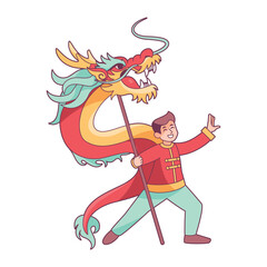 Vector Chinese New Year Dragon Dance Illustration Isolated