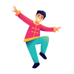 Vector Chinese New Year Boy Dance Illustration Isolated
