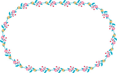 Horizontal Frame Wreath flower floral leaf borders colorful natural cute blossom love green pink decoration Branch laurel vintage frames Botanical ornate Elements design badge decoration 