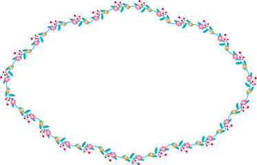 Horizontal Frame Wreath flower floral leaf borders colorful natural cute blossom love green pink decoration Branch laurel vintage frames Botanical ornate Elements design badge decoration 