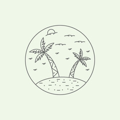 icon paradise coconut tree logo minimalist illustration design line art creative