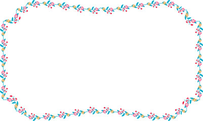 Horizontal Frame Wreath flower floral leaf borders colorful natural cute blossom love green pink decoration Branch laurel vintage frames Botanical ornate Elements design badge decoration 