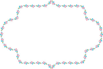 Horizontal Frame Wreath flower floral leaf borders colorful natural cute blossom love green pink decoration Branch laurel vintage frames Botanical ornate Elements design badge decoration 