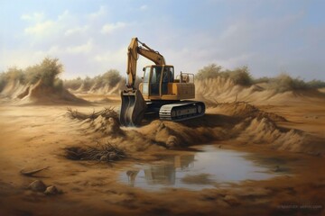 deserted digger in open. Generative AI