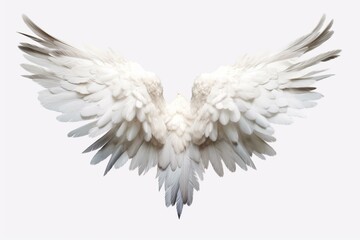 Feathery avian wings on a white background. Generative AI