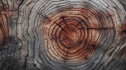 The detailed texture of a plant's bark, showcasing the rings and patterns of its growth history. - obrazy, fototapety, plakaty