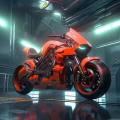 A Powerful Motorcycle in the Racing Colorful Bike Future