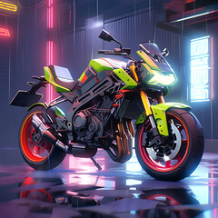 A Powerful Motorcycle in the Racing Colorful Bike Future