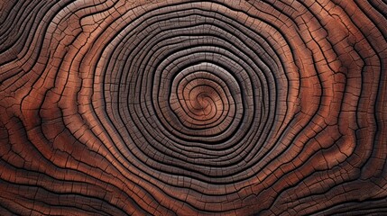 The detailed texture of a plant's bark, showcasing the rings and patterns of its growth history.
