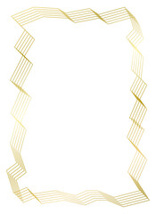 Golden metal frame isolated on white. Vector curved frame for photo and text. Frame with golden ribbon