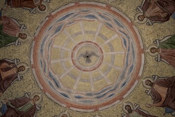 Fototapeta na wymiar Denmark, Jutland, Interior, round fresco on a dome inside a church