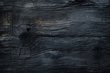 Charred wood texture background. Rough black surface from fire. Dark substance from coal or charcoal.