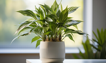 Chinese Evergreen in bright and serene white room