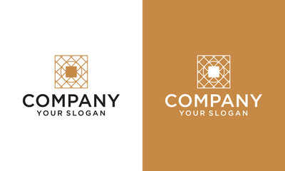 Box vector logo design with woven icon