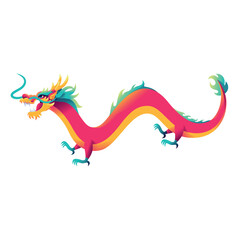 Vector Chinese Traditional Dragon Art Deco Illustration Isolated