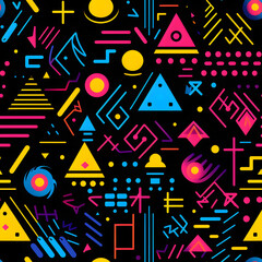 Retro feel abstract pattern with neon elements