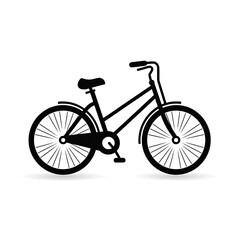 Fototapeta na wymiar black and white icon of a modern bicycle - isolated illustration on white background