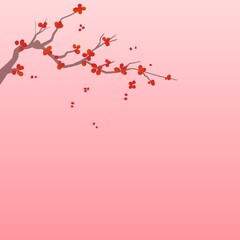 cherry blossom background with branch flowting flower romantic look with copy space 