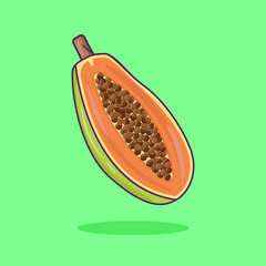 Papaya Fruit cartoon vector icon illustration food nature icon concept isolated premium