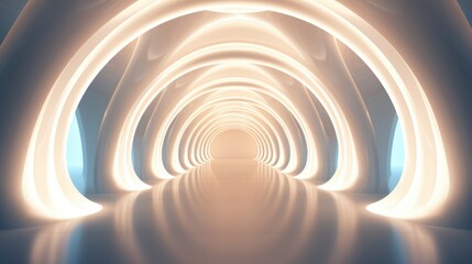 Naklejka premium a tunnel of glowing arcs with thin white lines