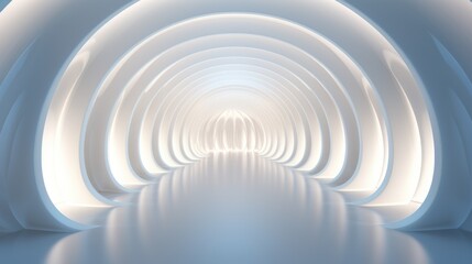 a tunnel of glowing arcs with thin white lines