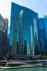 Chicago Riverwalk, Skyscraper with Reflections