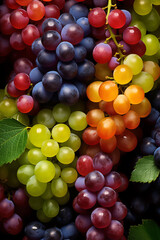 Several varieties and colors of grapes. AI generated content.