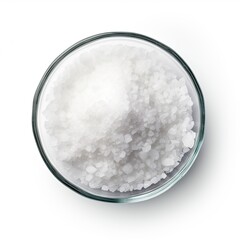 pile of salt - top view on white background