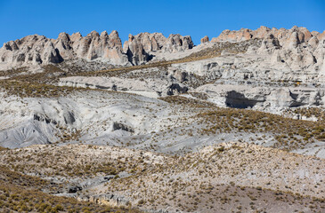 Traveling the famous Ruta40 in the scenic Argentinian highlands - fantastic views while driving through colorful and remarkably shaped mountains and watching wildlife in high altitude in South America