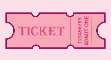 
Vintage ticket template in pink color. For excursion routes, retro parties and clubs, cinema, theater and other projects. Just add your own text. Vector, can be used for printing.