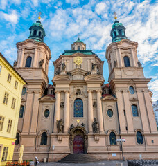 Fototapeta na wymiar St. Nicholas church on Old Town square in Prague, Czech Republic
