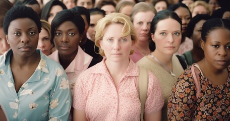 Group of diverse women looking at camera. Women's day concept, standing together.