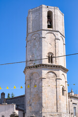 Bell tower of the San Michele Arcangelo pilgrimage church in Monte Sant'Angelo in the Gargano...