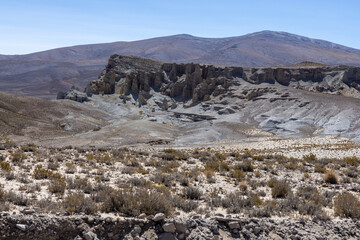 Traveling the famous Ruta40 in the scenic Argentinian highlands - fantastic views while driving through colorful and remarkably shaped mountains and watching wildlife in high altitude in South America