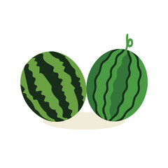 Cartoon fresh green open watermelon half, slices and triangles. Red watermelon piece with bite. Sliced cocktail water melon fruit vector set. Illustration of watermelon freshness nature